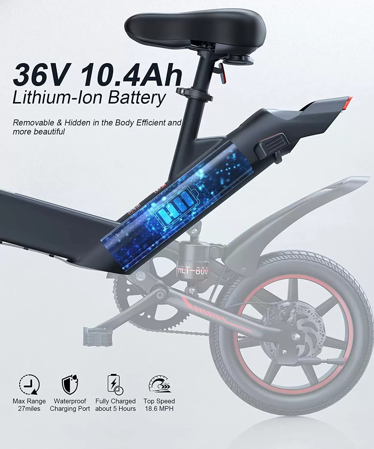 Sailnovo Electric Bike, Electric Bicycle with 18.5mph Electric Bikes for Adults Teens E Bike with Pedals, 14