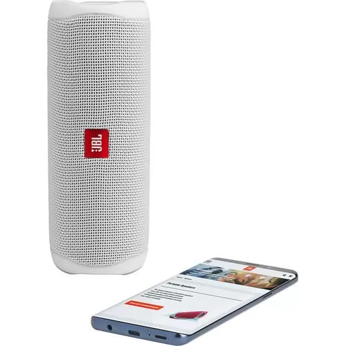 JBL Flip 5 Waterproof Bluetooth Speaker (Steel White)