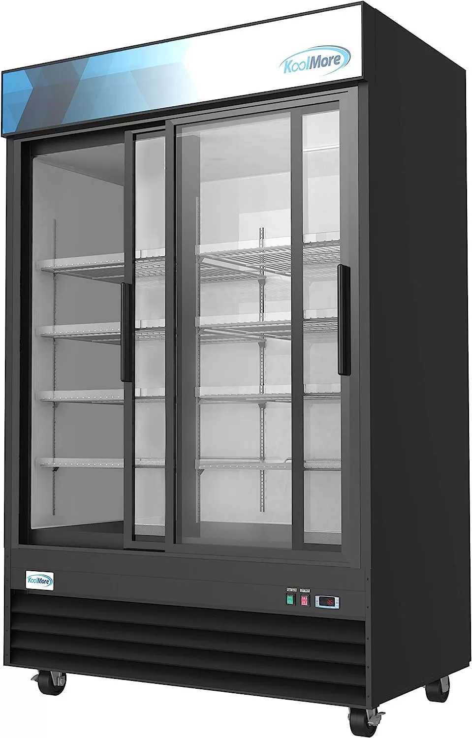 KoolMore Commercial One Glass Door Display Upright Beverage Refrigerator Cooler Merchandiser - 12 Cu. Ft [Black] (MDR-1GD-12C)