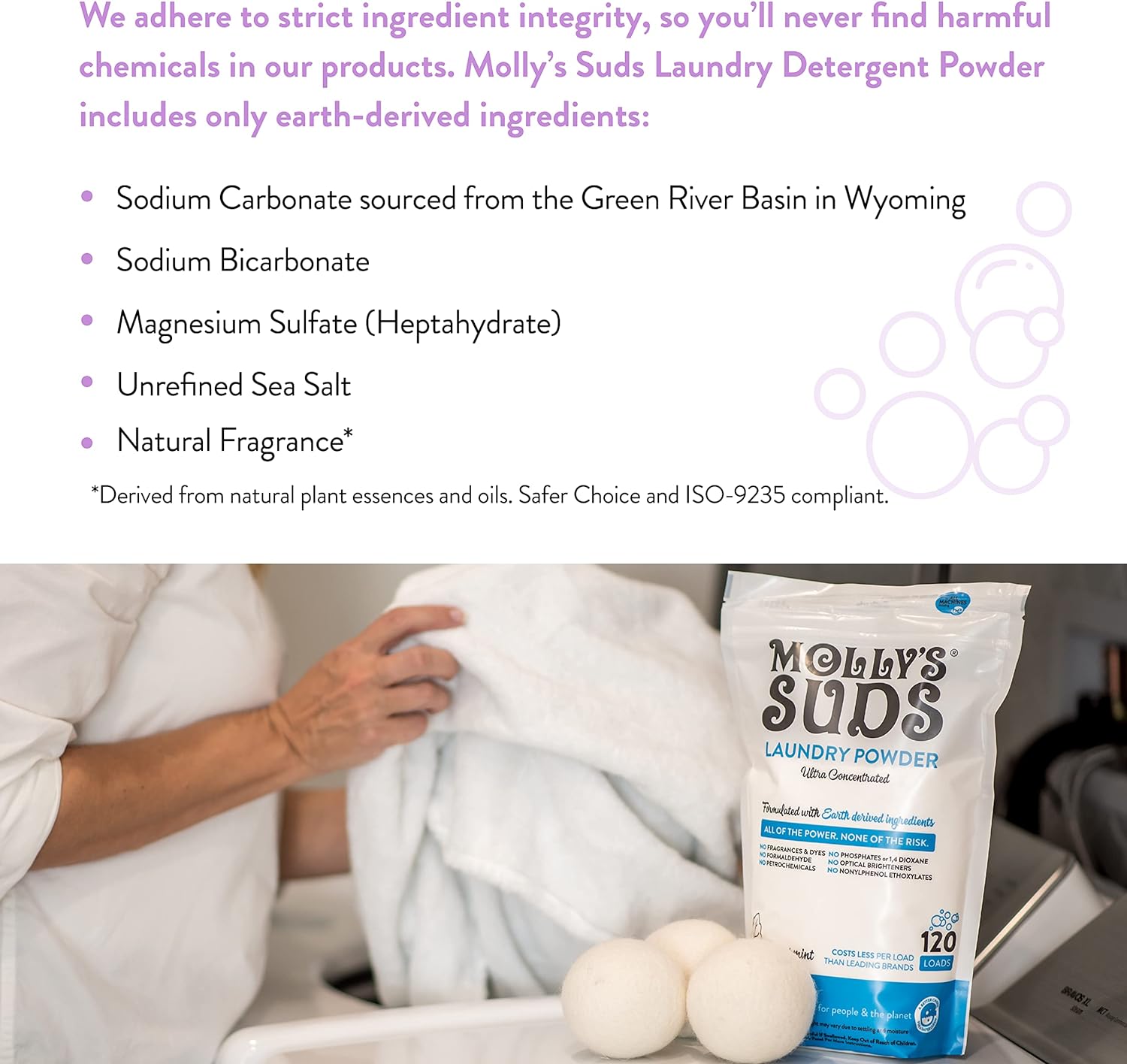 Molly's Suds Original Laundry Detergent Powder | Natural Laundry Detergent Powder for Sensitive Skin | Earth-Derived Ingredients, Stain Fighting | 120 Loads (Citrus Grove)
