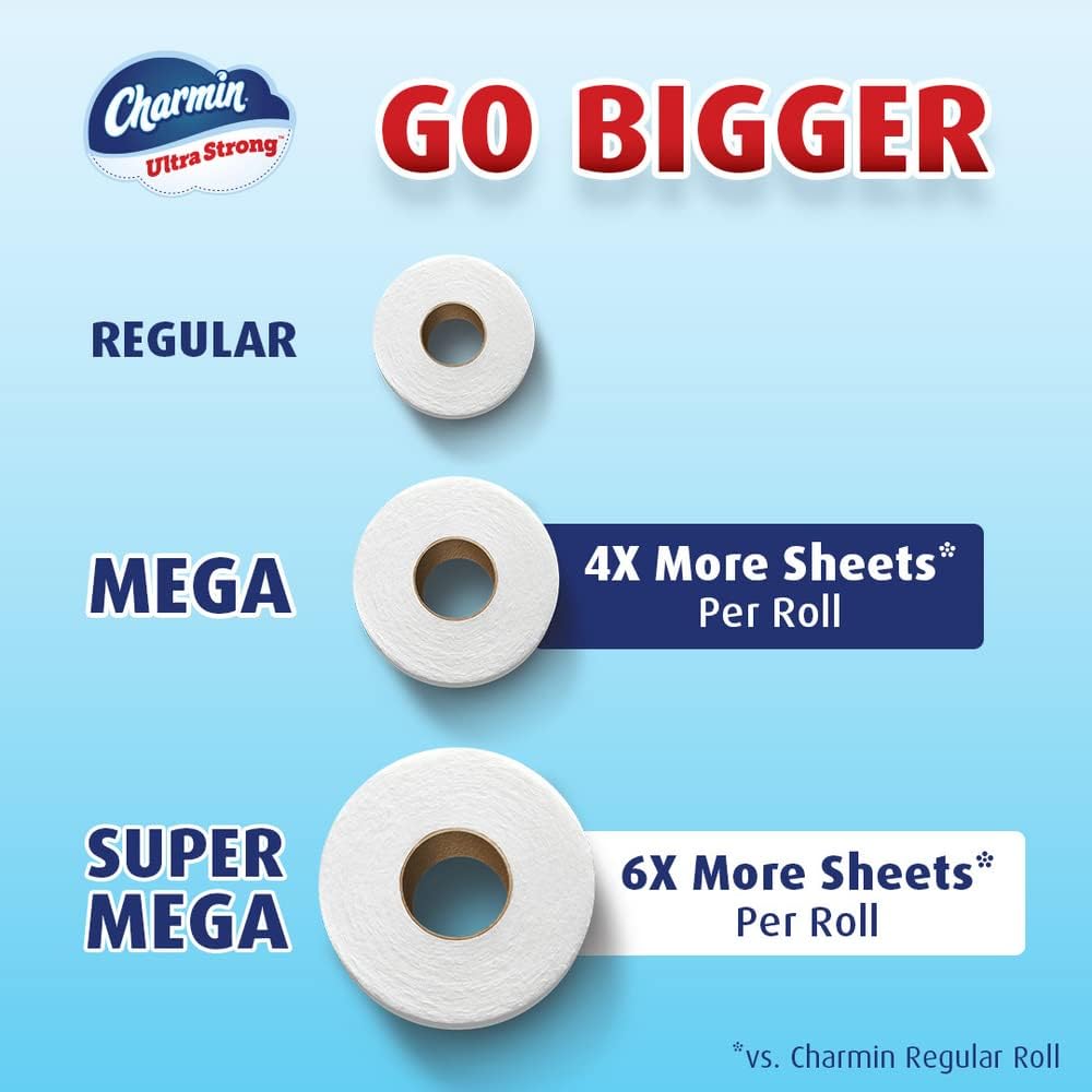 Charmin Ultra Strong Clean Touch Toilet Paper, 18 Family Mega Rolls = 90 Regular Rolls