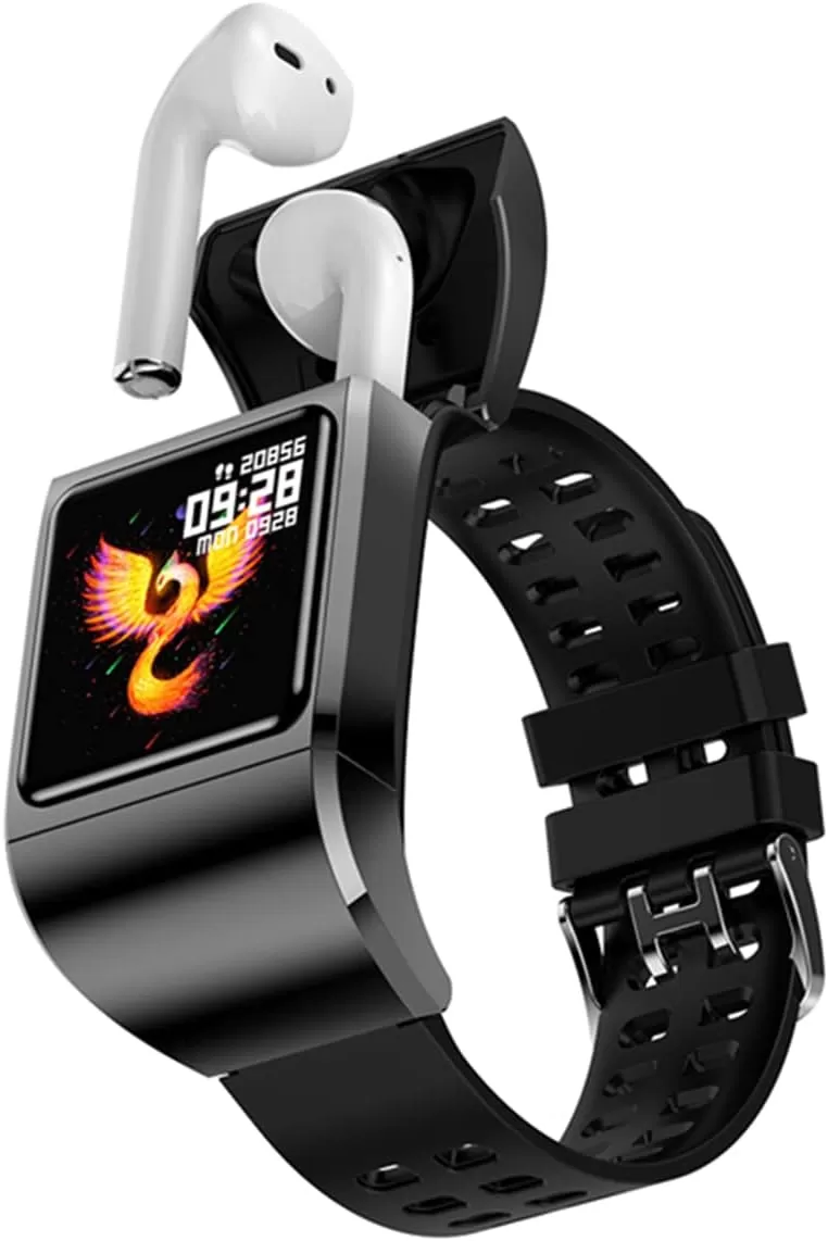 G36Pro 2 in 1 Smart Watch TWS Wireless Bluetooth Headset 1.3 Inch Screen Heart Rate Blood Pressure Oxygen Fitness Tracker Earbuds Music Wristband Earphone Smartwatch (Silver)