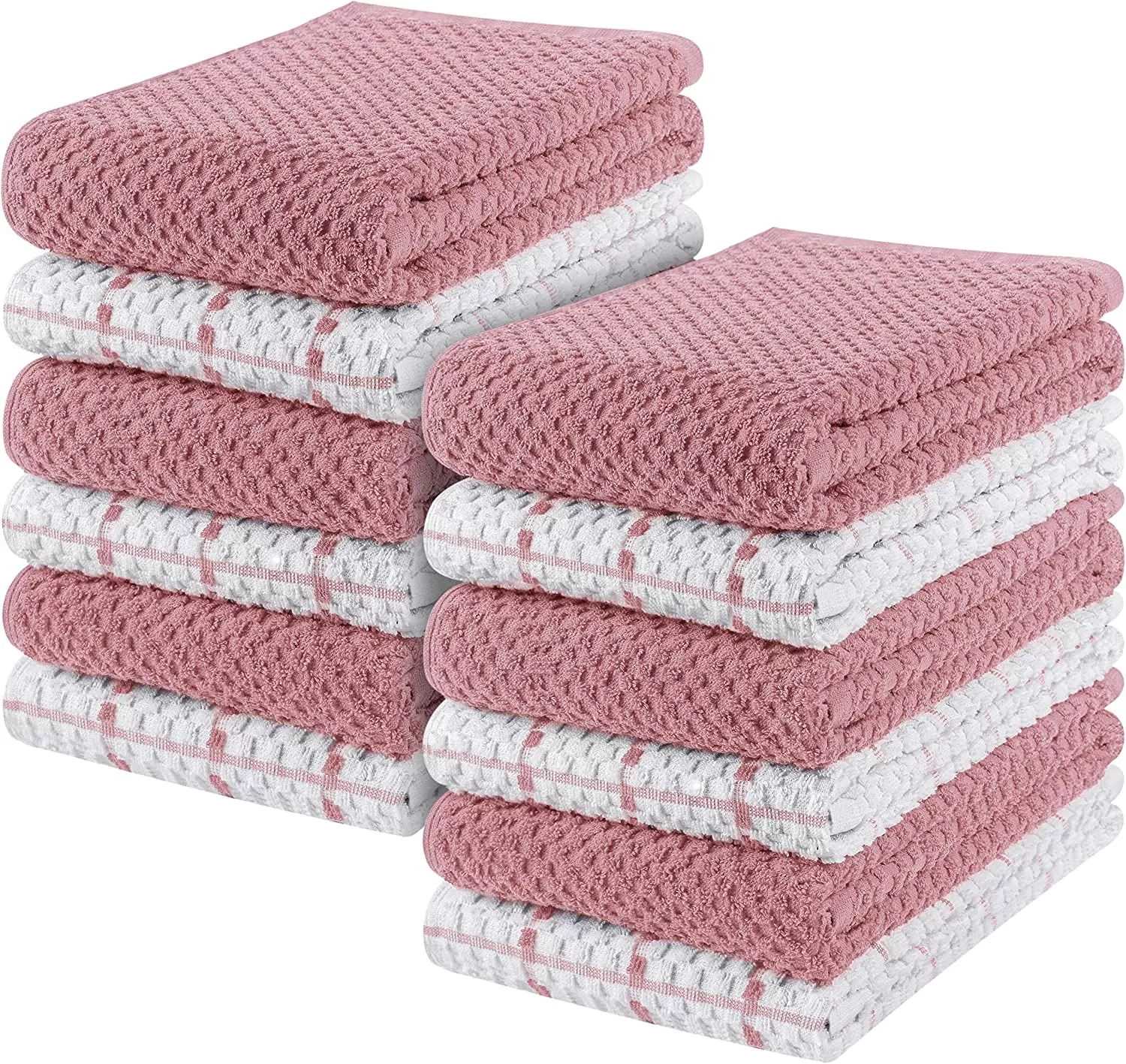 Kitchen Towels 12 Pack, 15 x 25 Inches, 100% Ring Spun Cotton Super Soft and Absorbent Linen Dish Towels, Tea Towels and Bar Towels Set (Black)