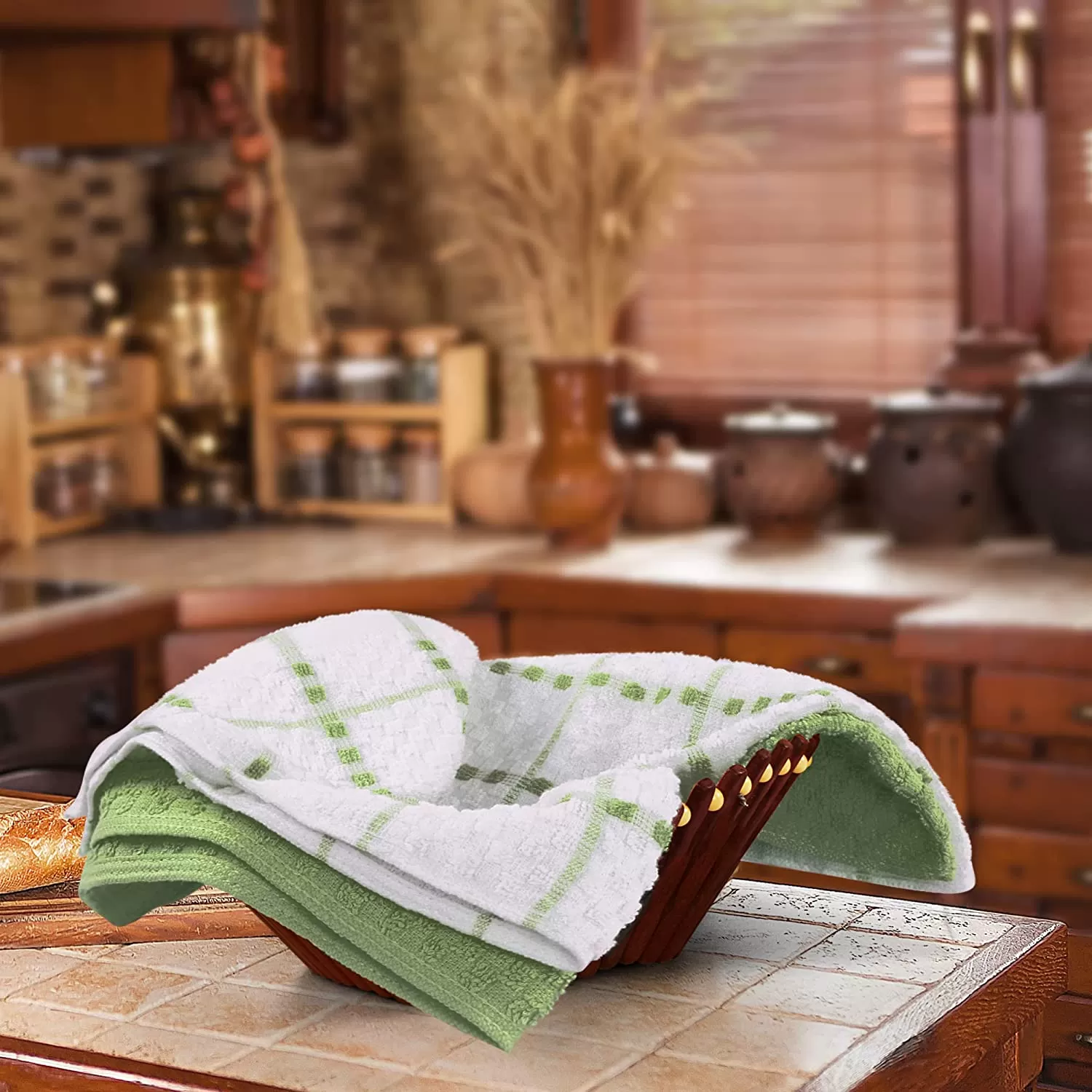 Kitchen Towels 12 Pack, 15 x 25 Inches, 100% Ring Spun Cotton Super Soft and Absorbent Linen Dish Towels, Tea Towels and Bar Towels Set (Black)