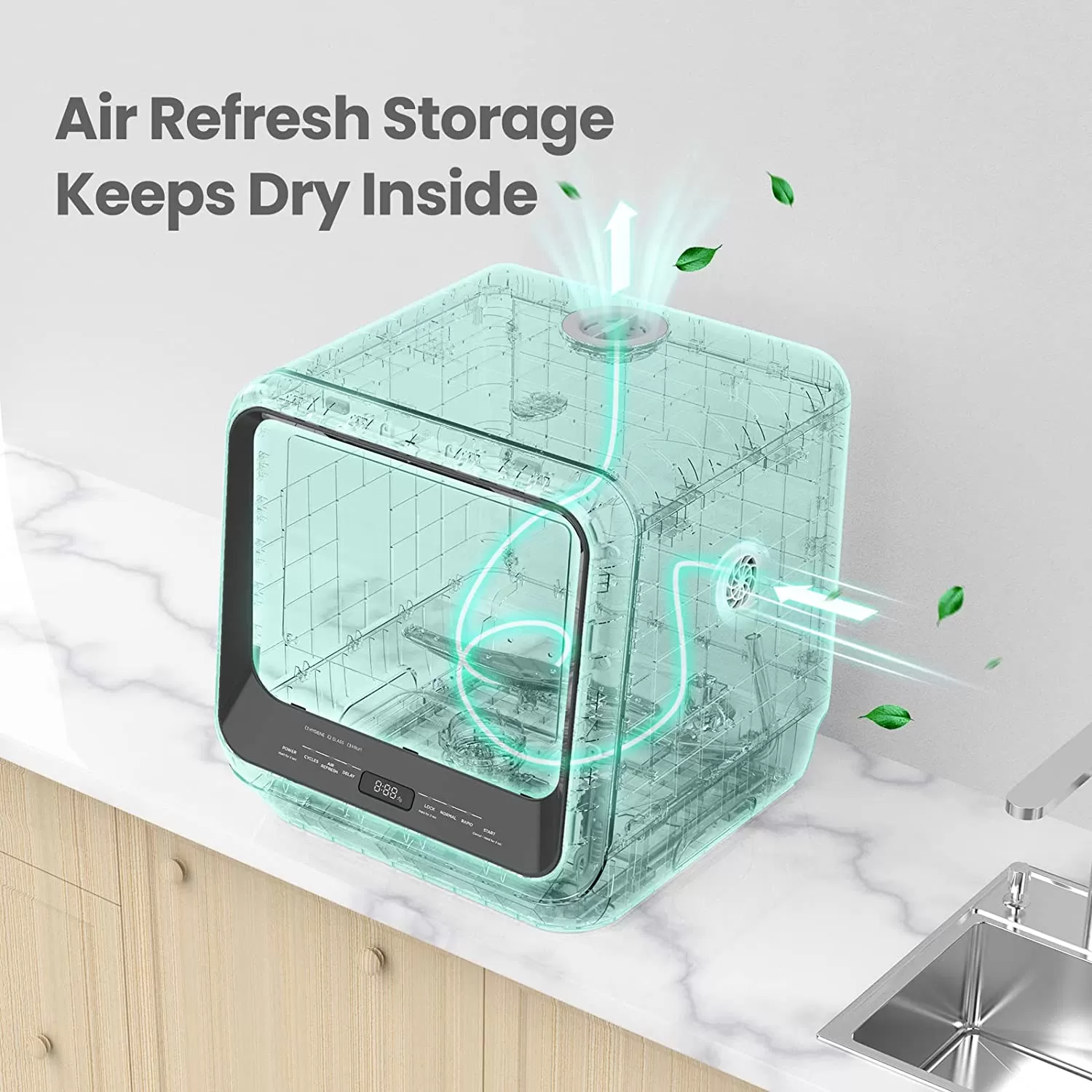 COMFEE' Portable Dishwasher Countertop, Mini Dishwasher with 5L Built-in Water Tank, No Hookup Needed, 6 Programs, 360° Dual Spray, 192°F High-Temp& Air-Dry Function, Dishwasher for Apartments& RVs