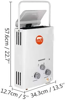 FVSTR-Carvn 1.6GPM 6L Portable Outdoor Propane Gas Tankless Water Heater Digital Display Overheating Protection RV Camping Water Heater Easy to Install for Pets
