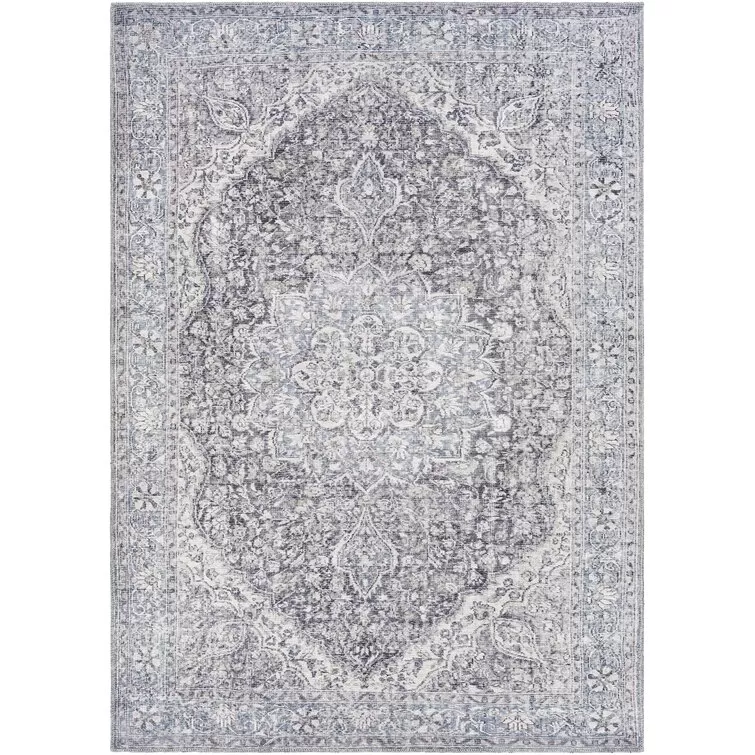 Bria Machine Washable Oriental Dusty Sage/Olive Area Rug