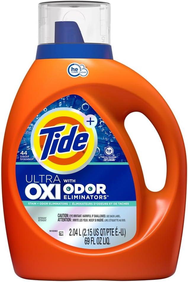 Tide Ultra OXI with Odor Eliminators Liquid Laundry Detergent, 115 oz, For Visible and Invisible Dirt