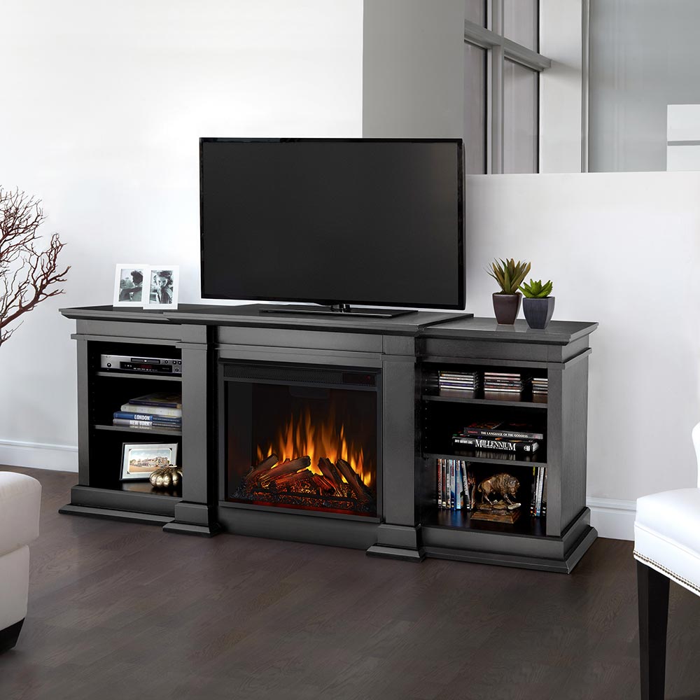 Fresno Electric Fireplace Entertainment Center in Black