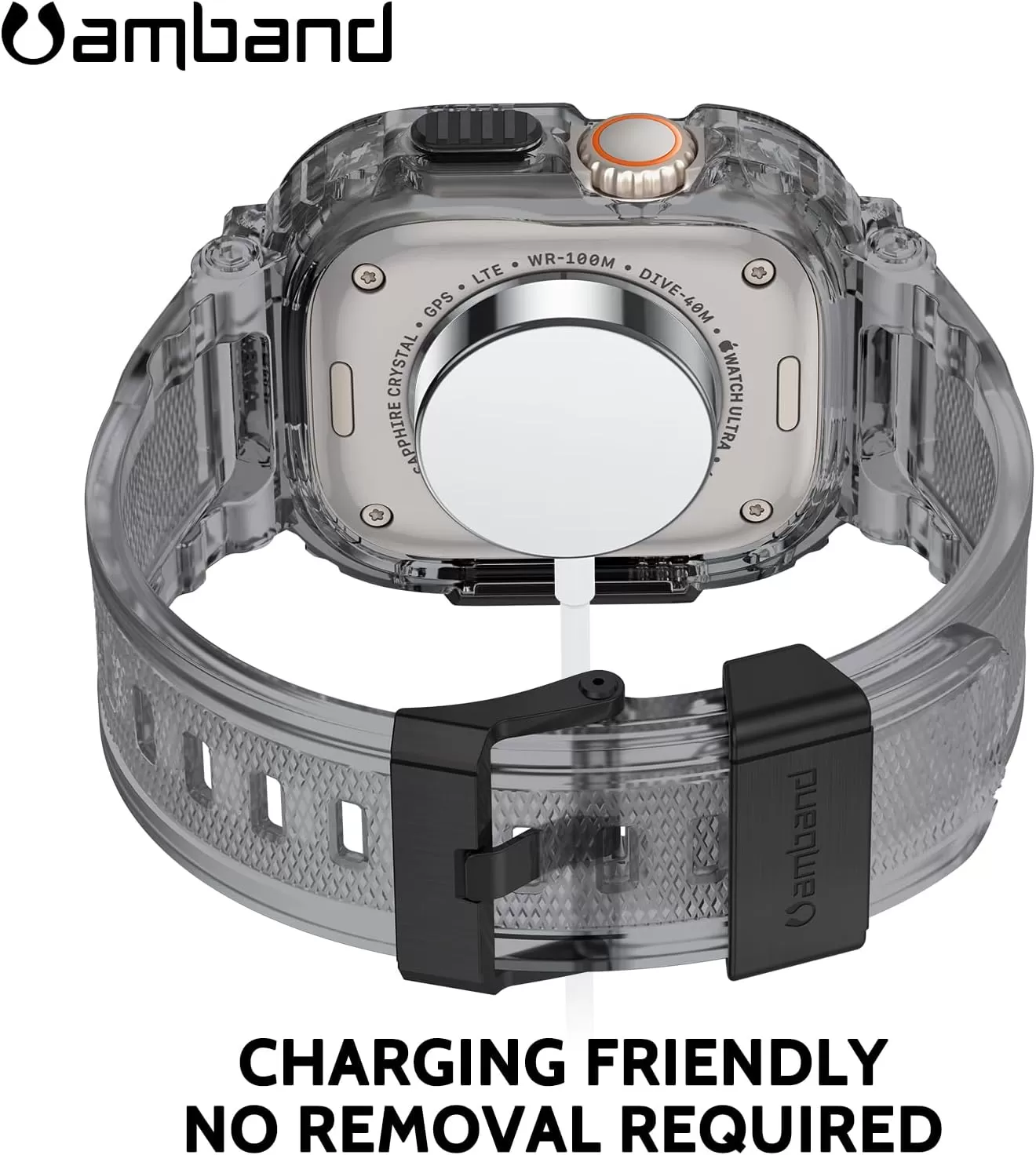 amBand Bands Compatible with Apple Watch 8/7 45mm, M1 Sport Series Rugged Case with Strap Protective Cover for iWatch 6/SE/5/4/3 42/44/45mm Men Black