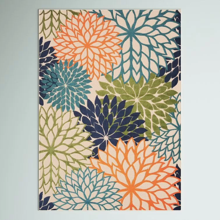 Miraloma Green/Red/Orange Indoor/Outdoor Rug