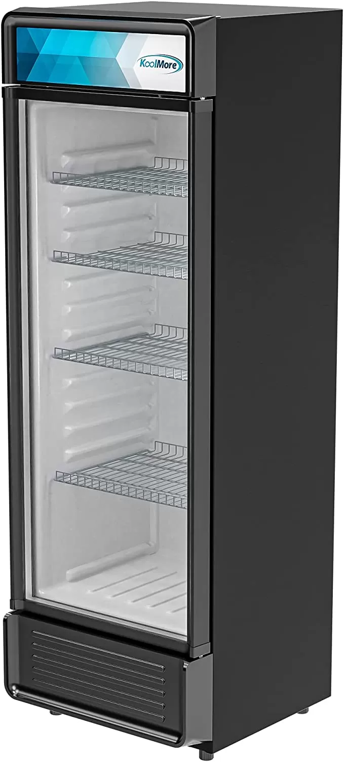 KoolMore Commercial One Glass Door Display Upright Beverage Refrigerator Cooler Merchandiser - 12 Cu. Ft [Black] (MDR-1GD-12C)