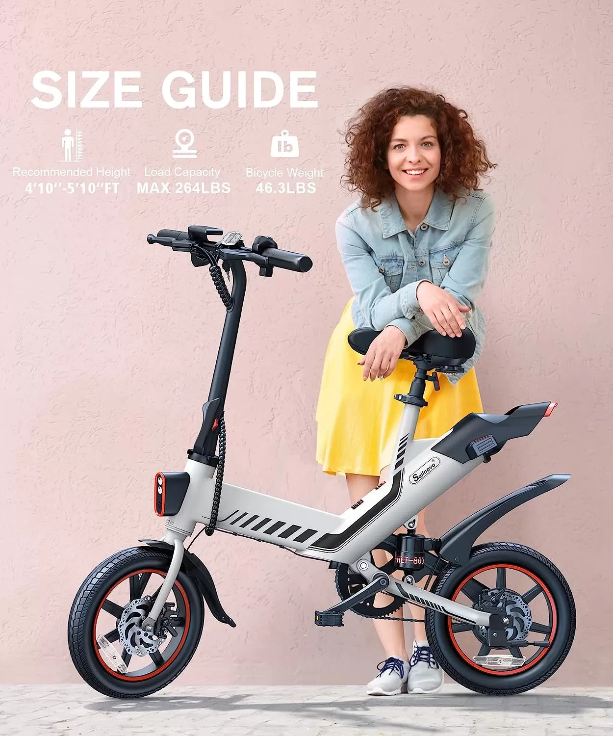 Sailnovo Electric Bike, Electric Bicycle with 18.5mph Electric Bikes for Adults Teens E Bike with Pedals, 14