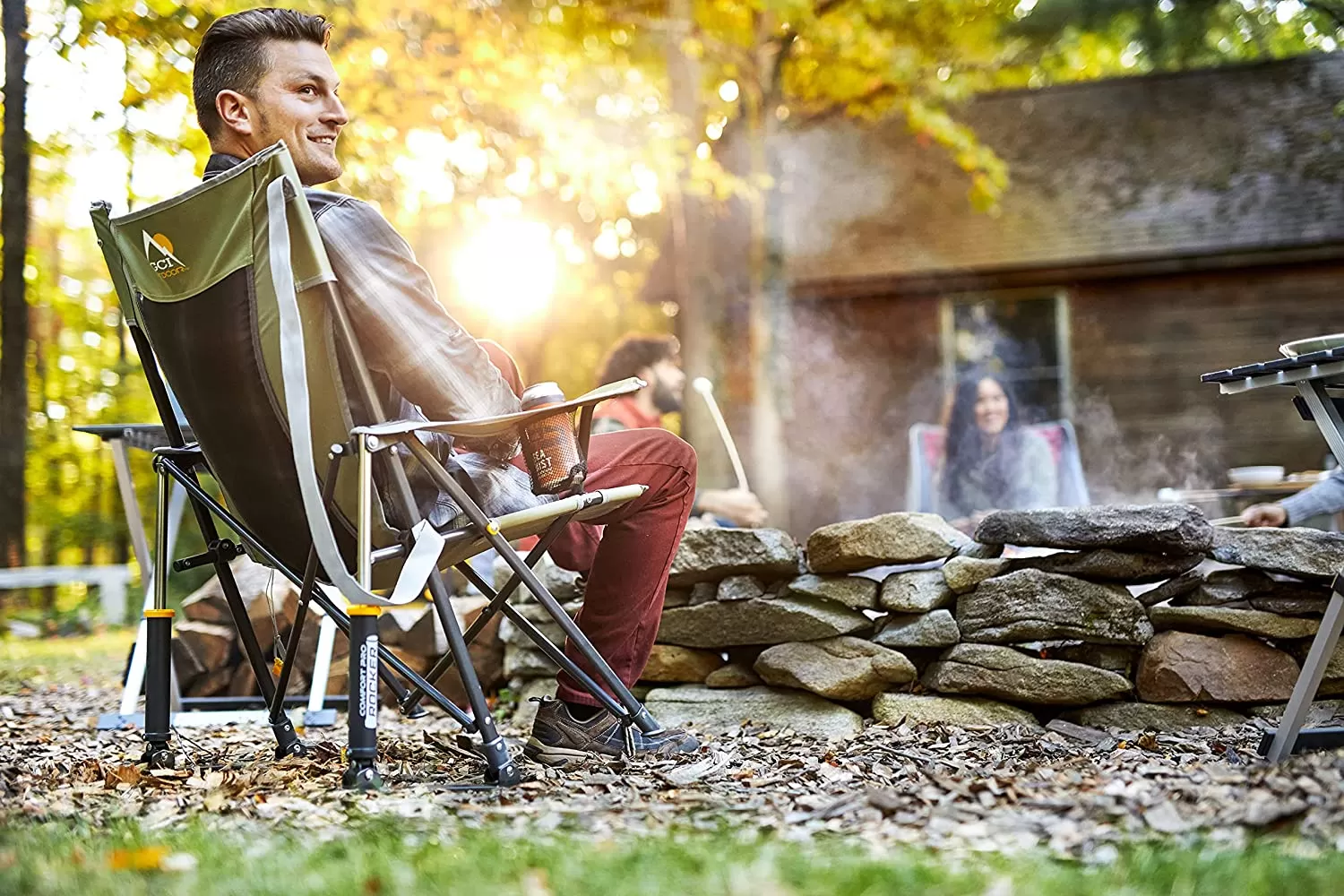 Outdoor Freestyle Rocker Portable Rocking Chair & Outdoor Camping Chair, ergonomic Nylon, Indigo Blue