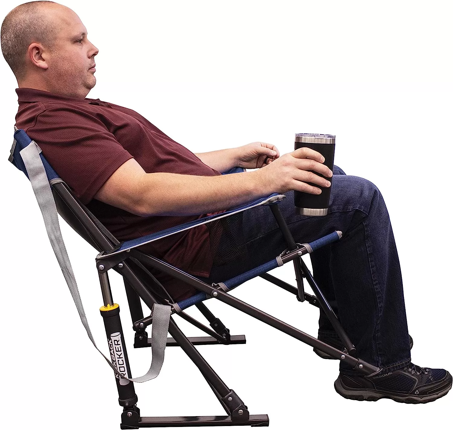 Outdoor Freestyle Rocker Portable Rocking Chair & Outdoor Camping Chair, ergonomic Nylon, Indigo Blue