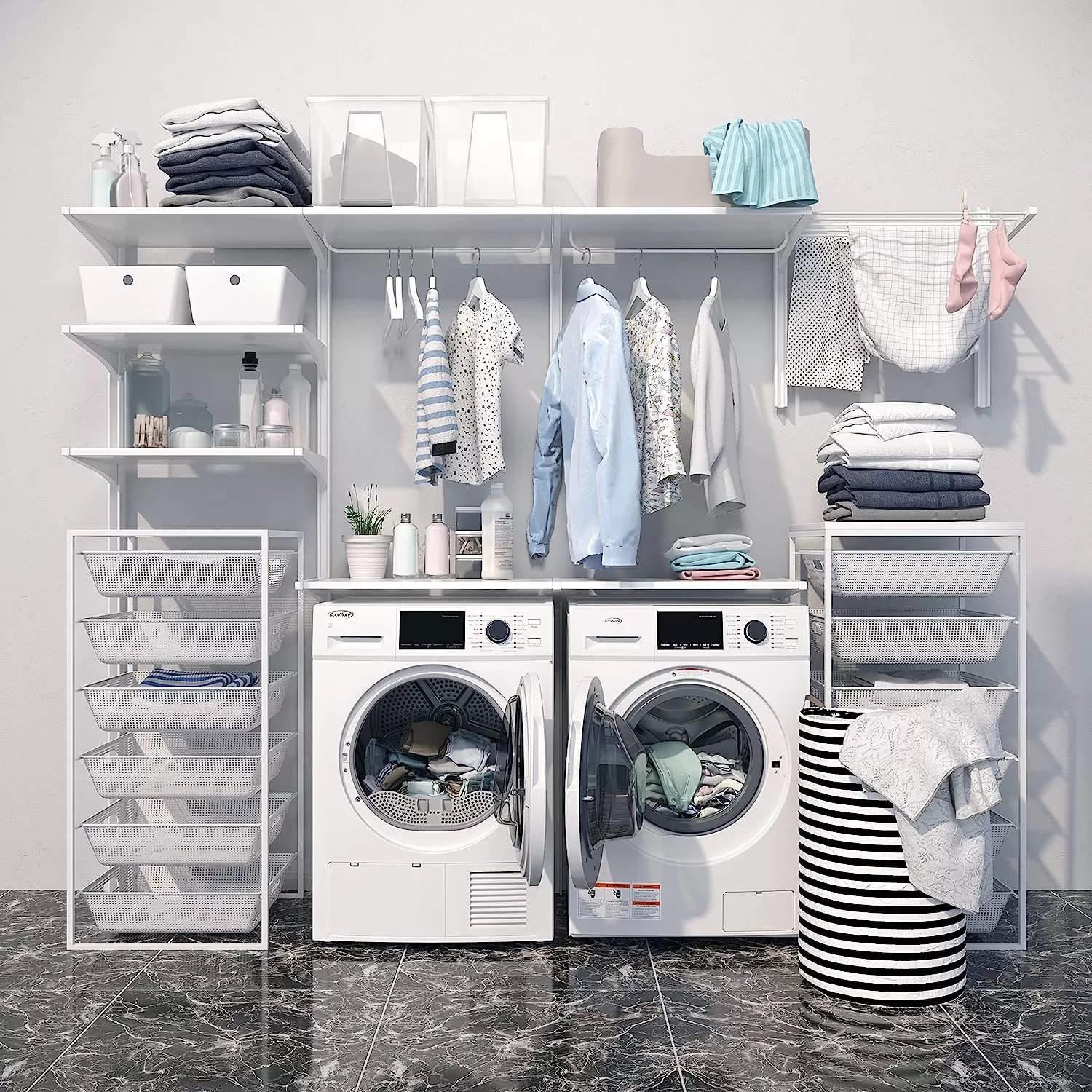 KoolMore FLW-3CWH Front Load Machine, 2.7 Cu. Ft, Space Saving Unit with 20-Minute Quick, 12 Washing Cycles, Quiet Inverter Motor [120V],