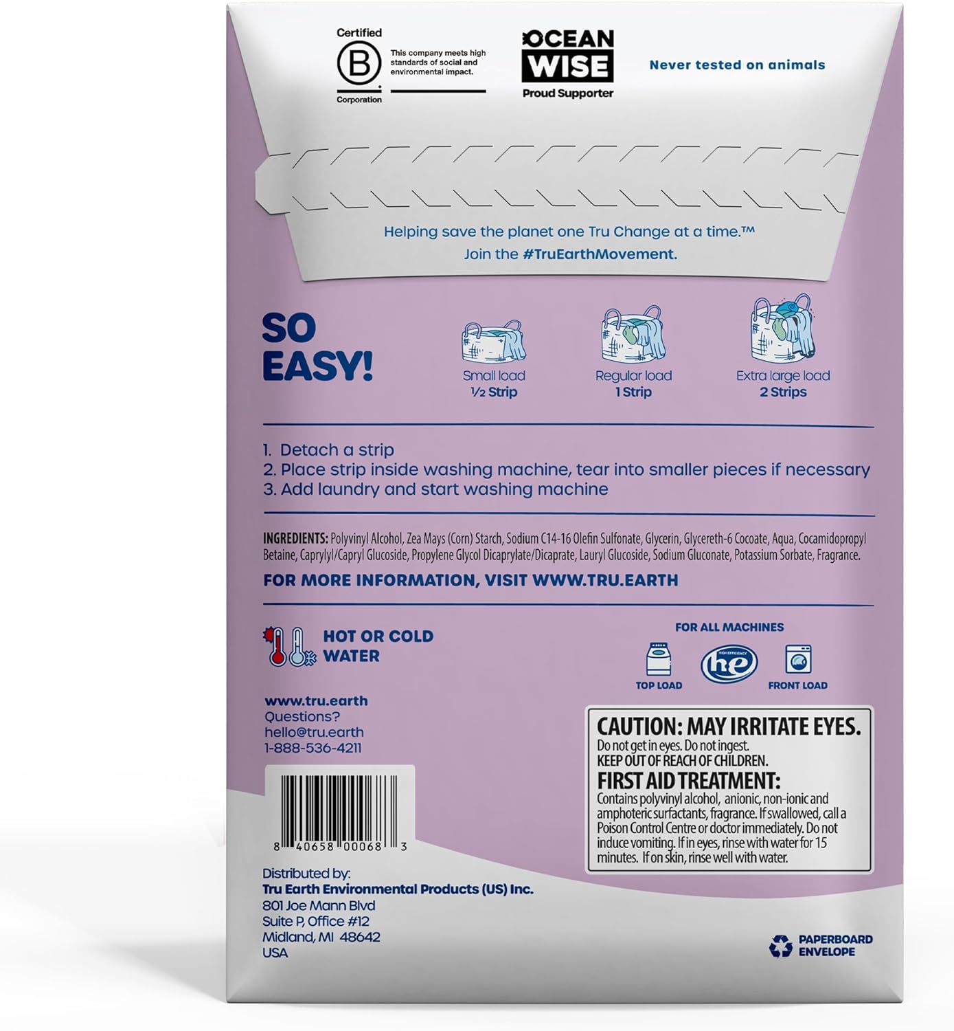 Tru Earth Compact Dry Laundry Detergent Sheets - Up to 128 Loads (64 Sheets) - Paraben-Free, Plastic-Free - Original Eco-Strip Liquidless Laundry Detergent, Travel Laundry Sheets - Fresh Linen