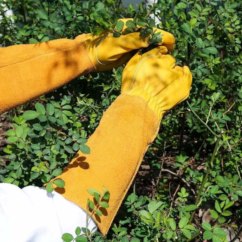 Durable Thick Cowhide Leather Work Garden Gloves