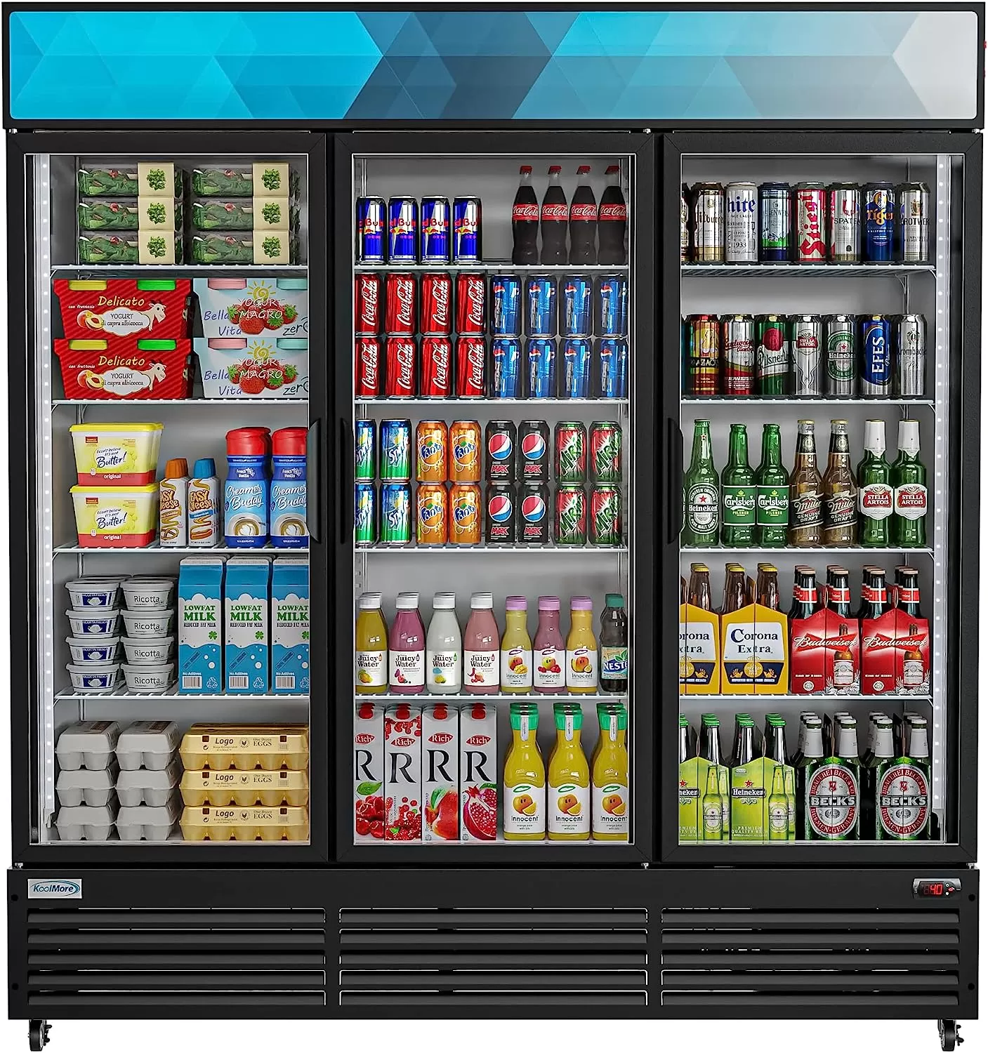 KoolMore Commercial One Glass Door Display Upright Beverage Refrigerator Cooler Merchandiser - 12 Cu. Ft [Black] (MDR-1GD-12C)
