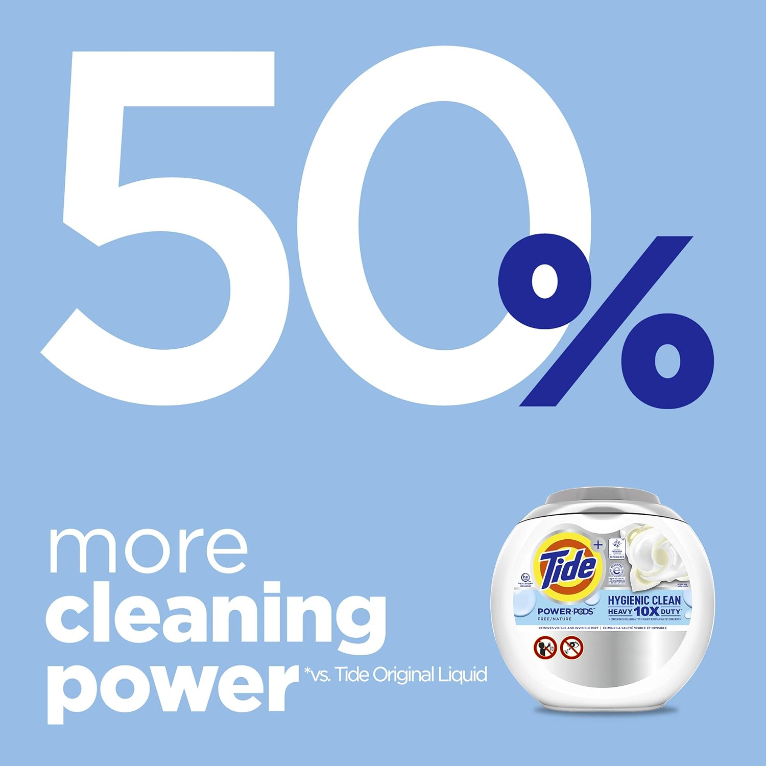 Tide Hygienic Clean Heavy 10x Duty Power PODS Laundry Detergent Pacs, Spring Meadow, 63 count, For Visible and Invisible Dirt