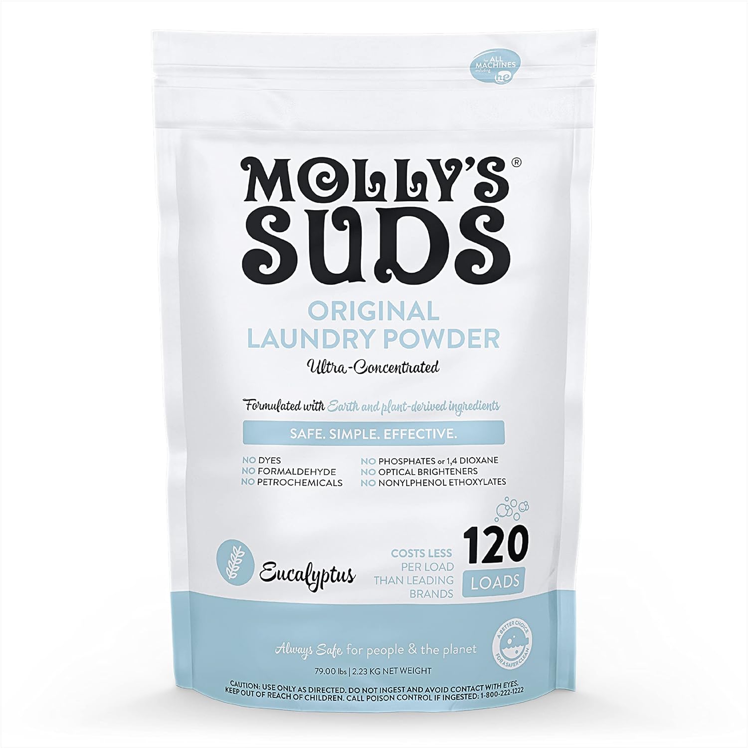 Molly's Suds Original Laundry Detergent Powder | Natural Laundry Detergent Powder for Sensitive Skin | Earth-Derived Ingredients, Stain Fighting | 120 Loads (Citrus Grove)