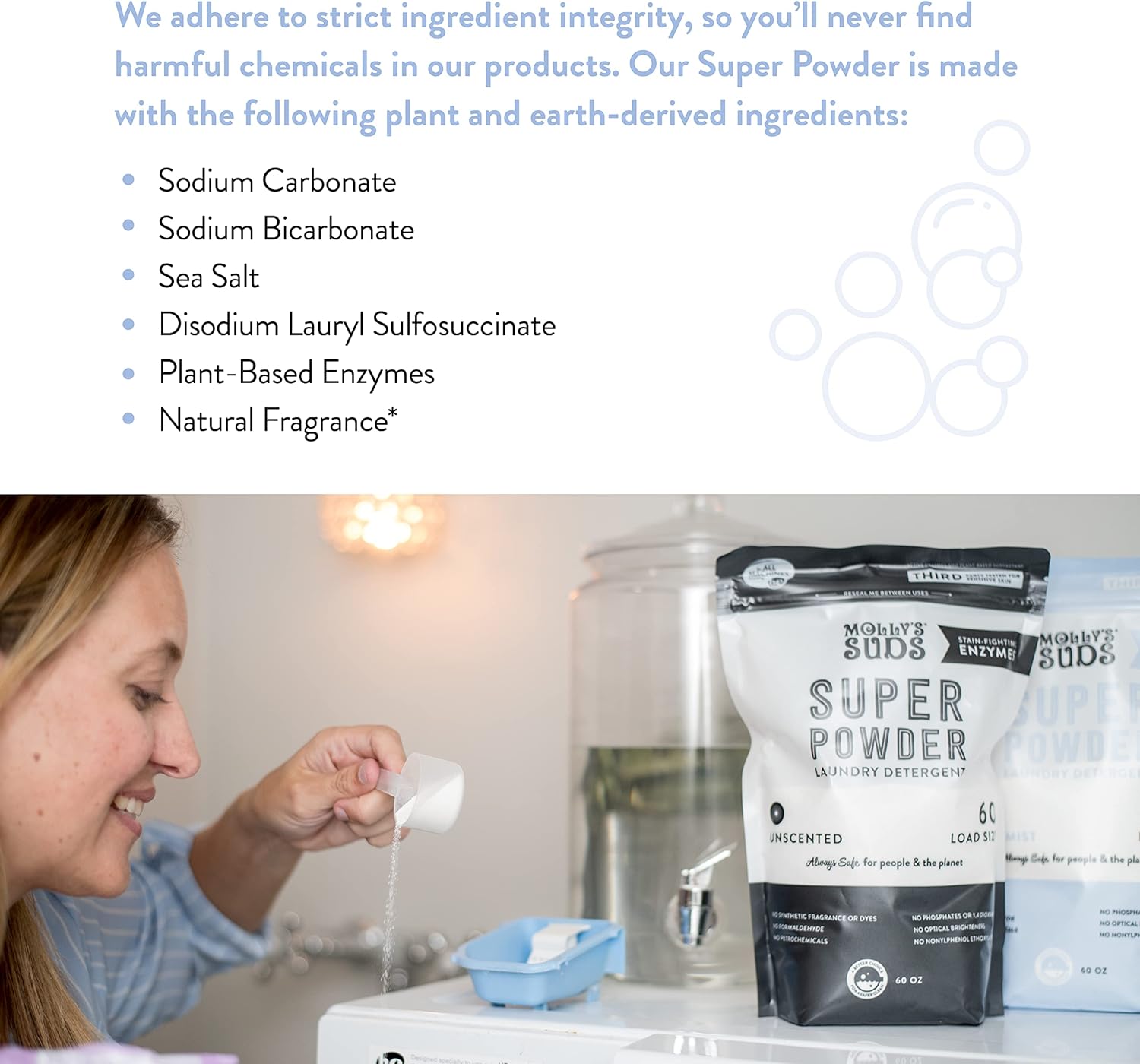 Molly's Suds Original Laundry Detergent Powder | Natural Laundry Detergent Powder for Sensitive Skin | Earth-Derived Ingredients, Stain Fighting | 120 Loads (Citrus Grove)