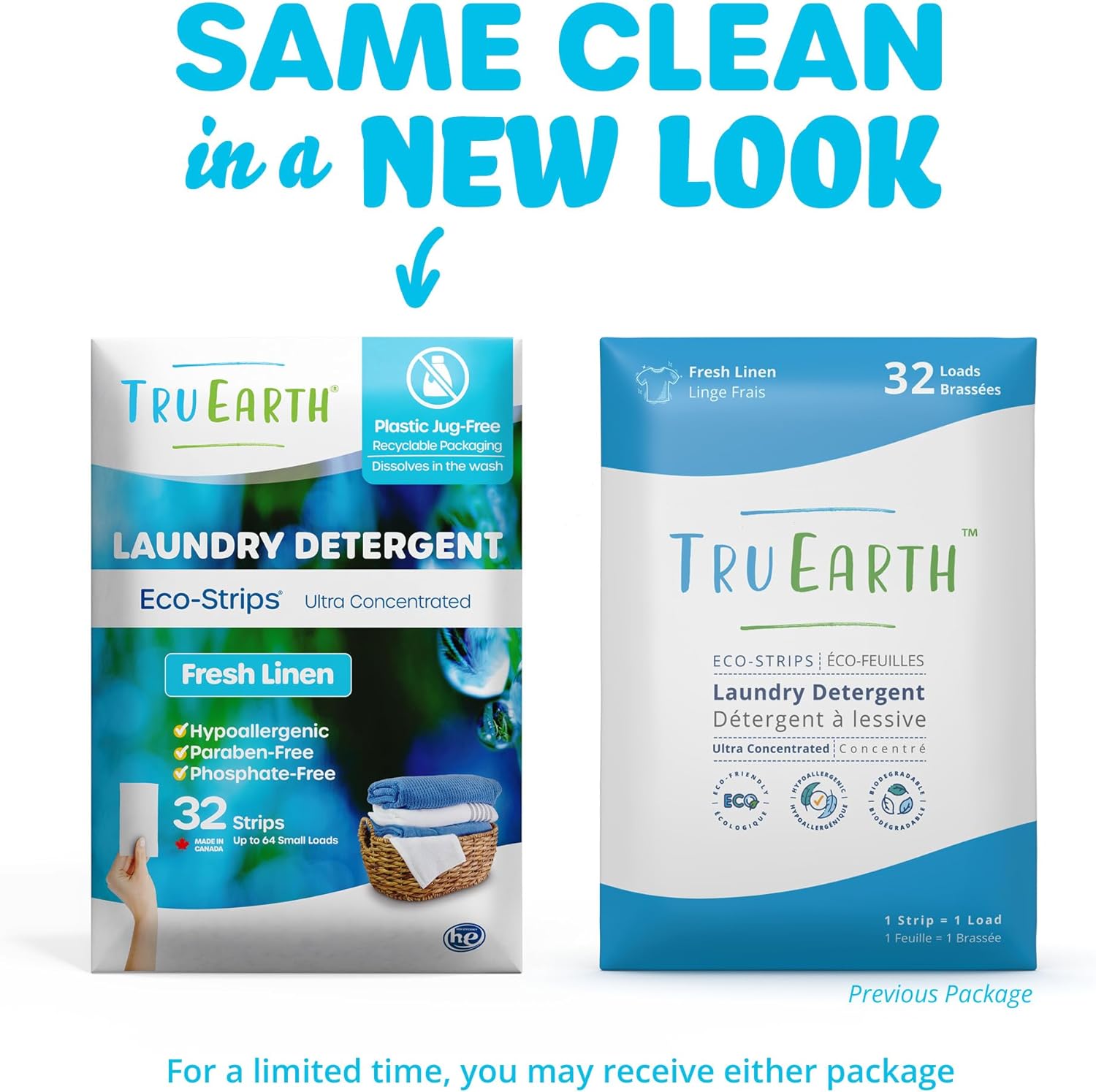 Tru Earth Compact Dry Laundry Detergent Sheets - Up to 128 Loads (64 Sheets) - Paraben-Free, Plastic-Free - Original Eco-Strip Liquidless Laundry Detergent, Travel Laundry Sheets - Fresh Linen