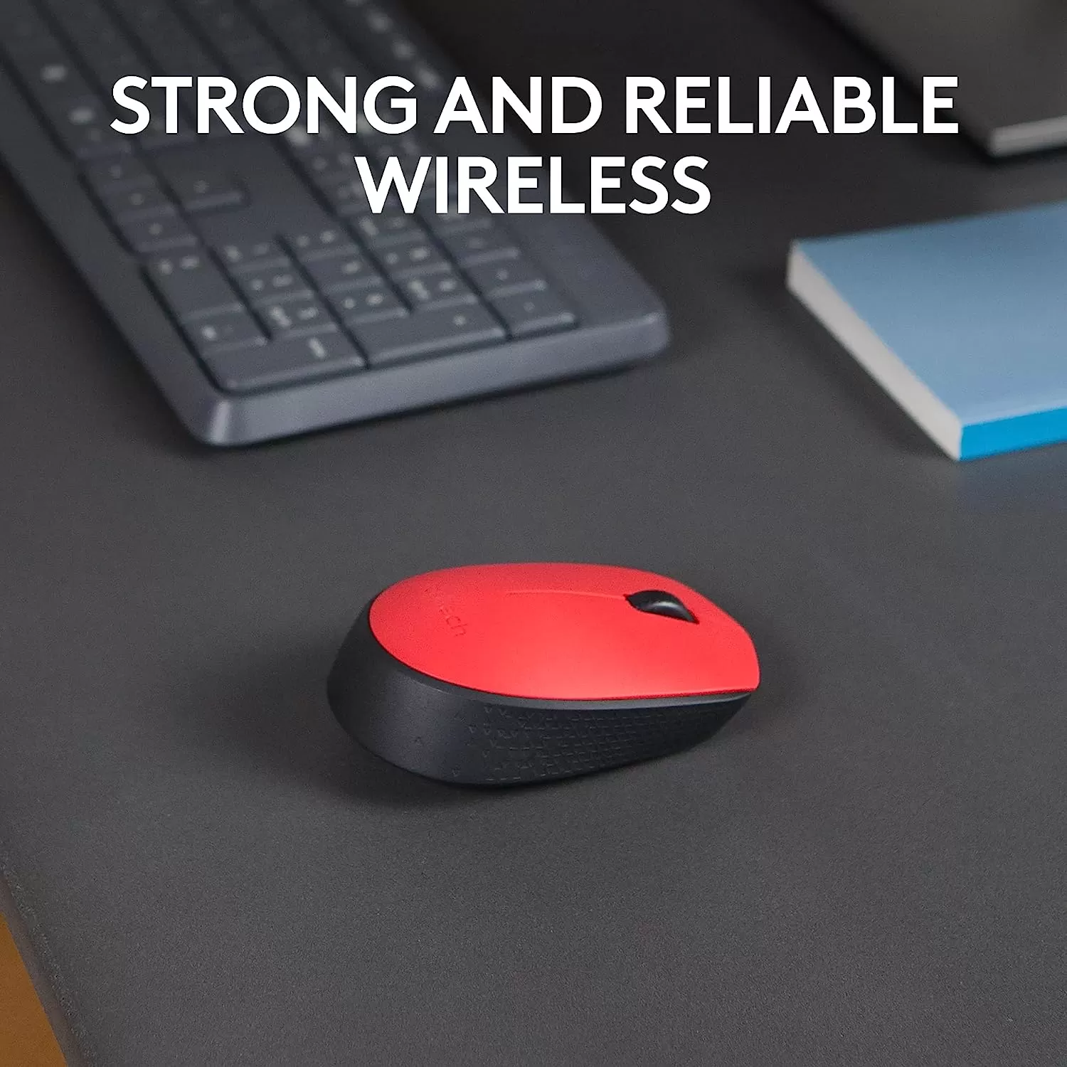 Logitech M170 Wireless Mouse for PC, Mac, Laptop, 2.4 GHz with USB Mini Receiver, Optical Tracking, 12-Months Battery Life, Ambidextrous - Blue Grey