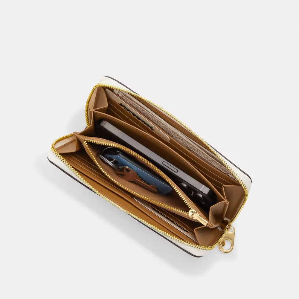 Long Zip Around Wallet In Signature Canvas With Heart Print