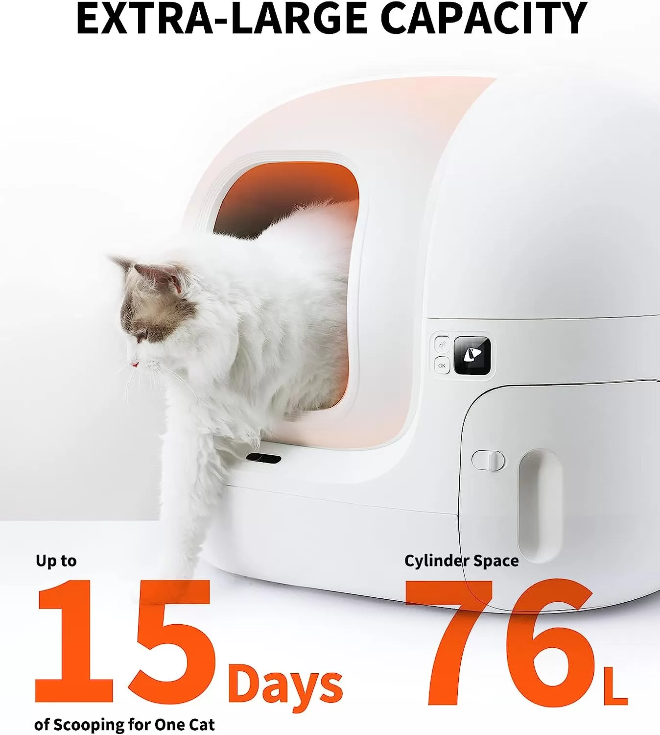 PETKIT Extra Large Self Cleaning Cat Litter Box for Multi Cats-76L, Automatic Cat Litter Box Strong Odor Eliminator, xSecure Integrated Safety Protection/APP Control Smart Cat Litter Box with Liner