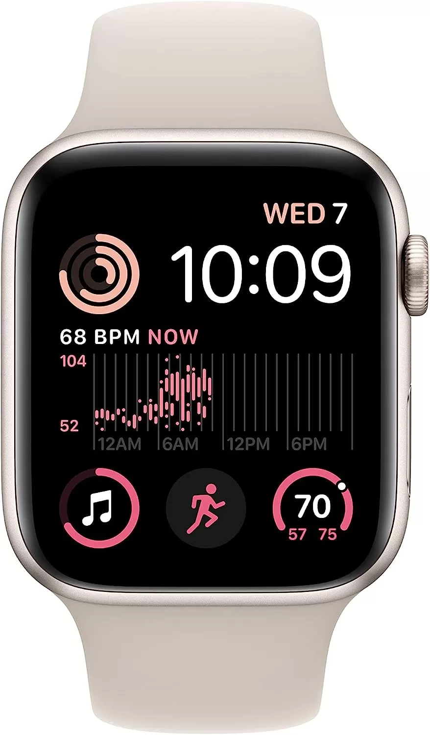 Watch SE (2nd Gen) [GPS 40mm] Smart Watch w/Starlight Aluminum Case & Starlight Sport Band - S/M. Fitness & Sleep Tracker, Crash Detection, Heart Rate Monitor, Retina Display, Water Resistant