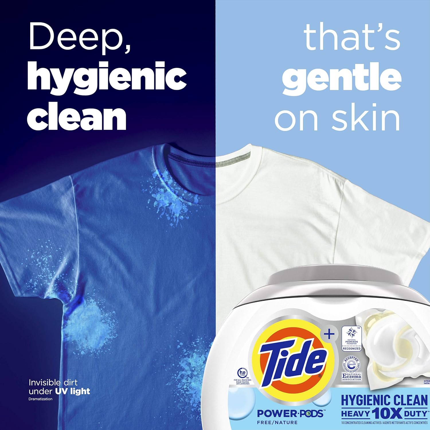 Tide Hygienic Clean Heavy 10x Duty Power PODS Laundry Detergent Pacs, Spring Meadow, 63 count, For Visible and Invisible Dirt