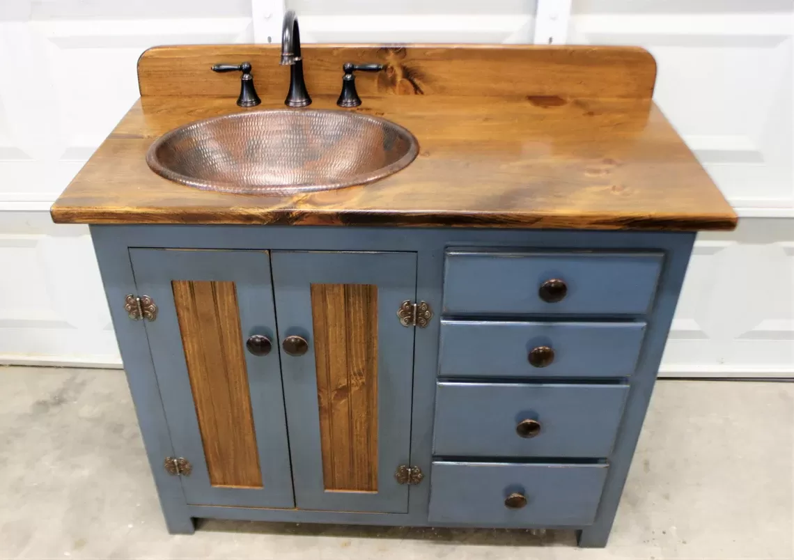 Rustic Farmhouse Vanity - Copper Sink - 42