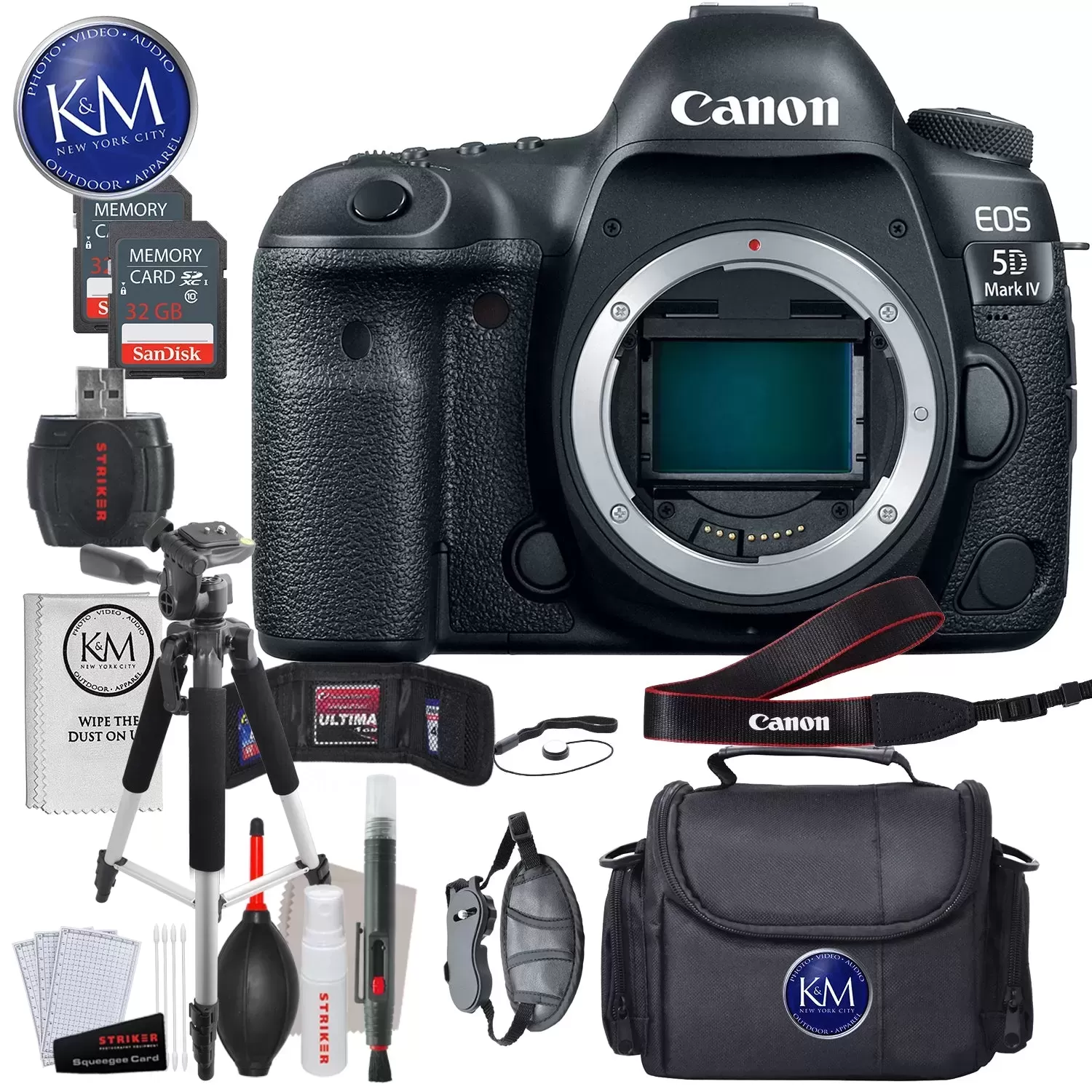 Canon EOS 5D Mark IV DSLR Camera (Body Only) with Striker Deluxe Bundle
