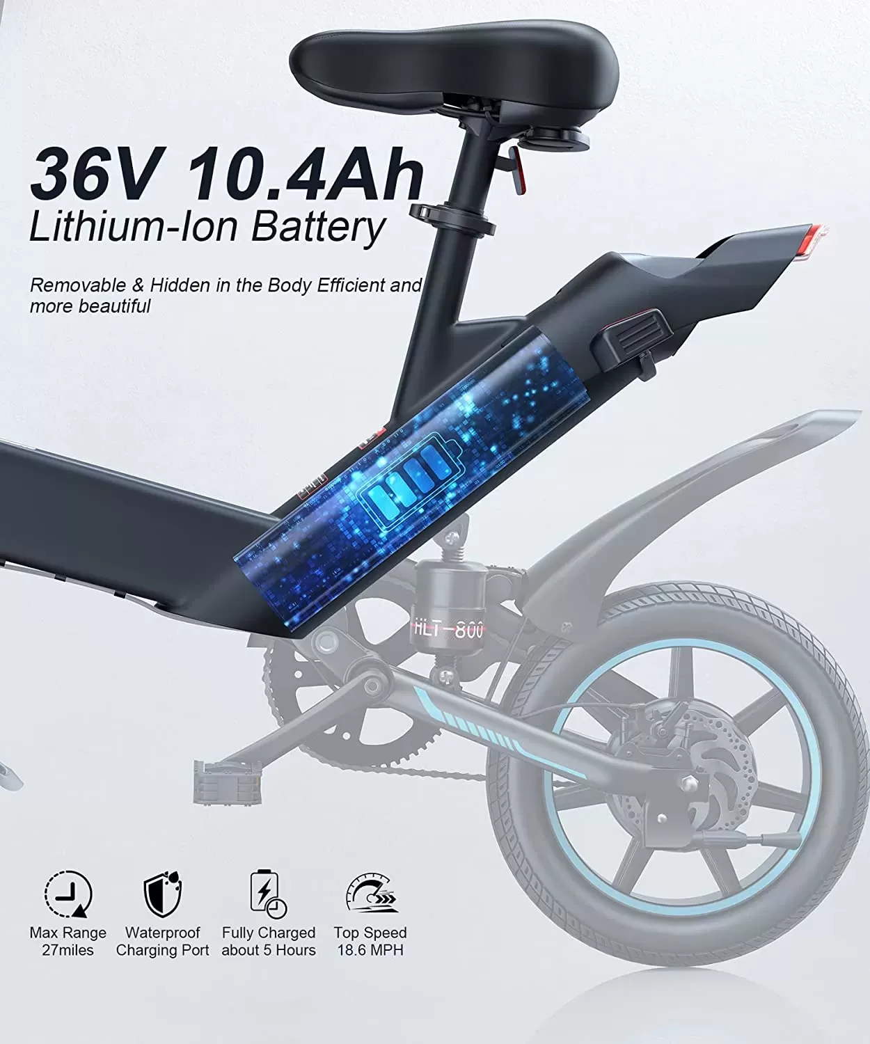 Sailnovo Electric Bike, Electric Bicycle with 18.5mph Electric Bikes for Adults Teens E Bike with Pedals, 14