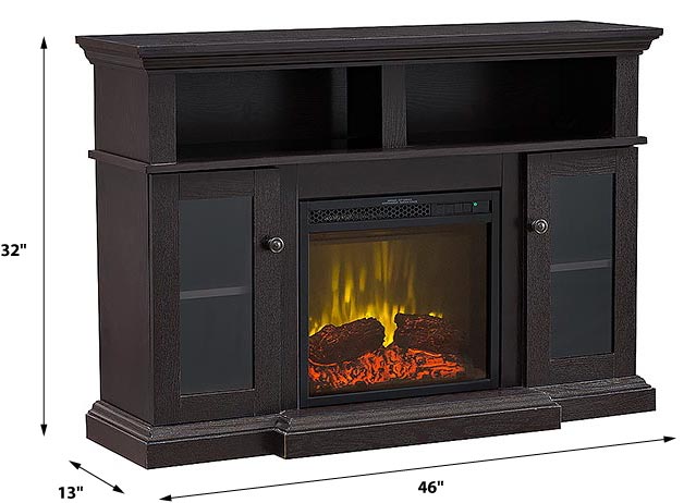 Drew Electric Fireplace Media Console in Dark Mahogany