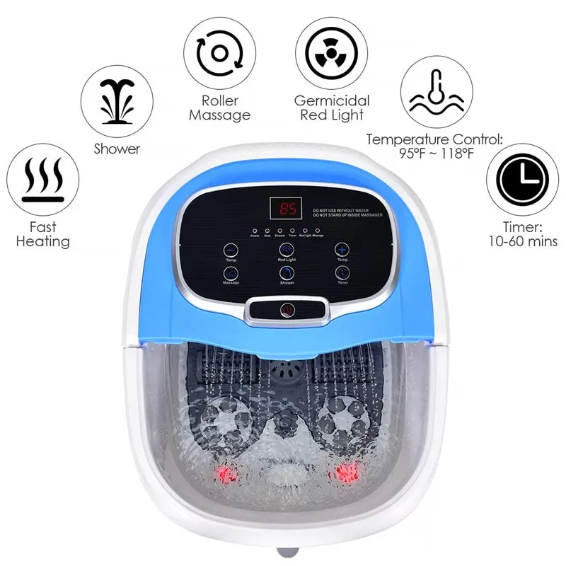 Portable Foot Spa Bath Motorized Massager with Heat Function Water Shower Shiatsu Massage Balls Time & Temper Control