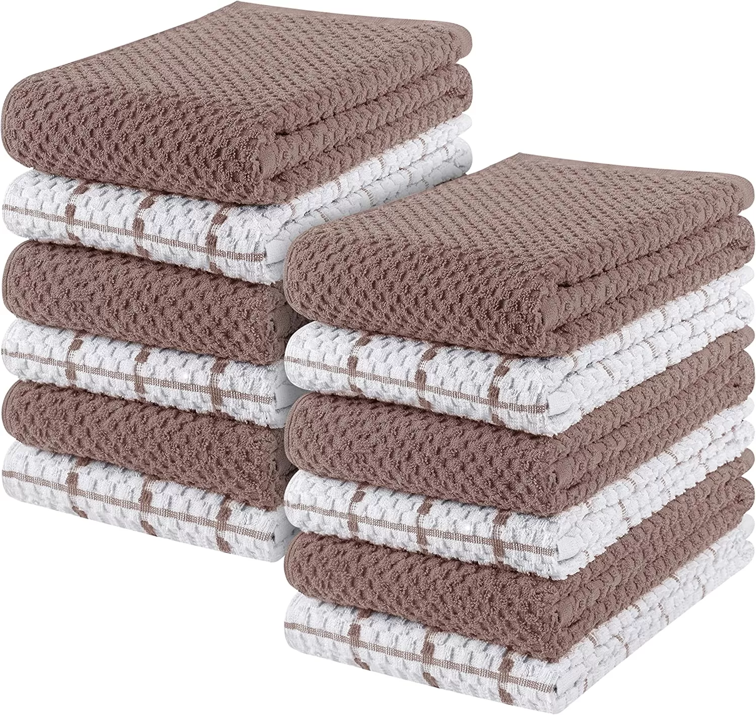 Kitchen Towels 12 Pack, 15 x 25 Inches, 100% Ring Spun Cotton Super Soft and Absorbent Linen Dish Towels, Tea Towels and Bar Towels Set (Black)
