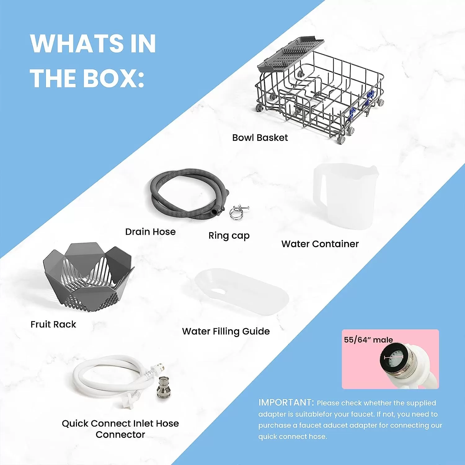 COMFEE' Portable Dishwasher Countertop, Mini Dishwasher with 5L Built-in Water Tank, No Hookup Needed, 6 Programs, 360° Dual Spray, 192°F High-Temp& Air-Dry Function, Dishwasher for Apartments& RVs