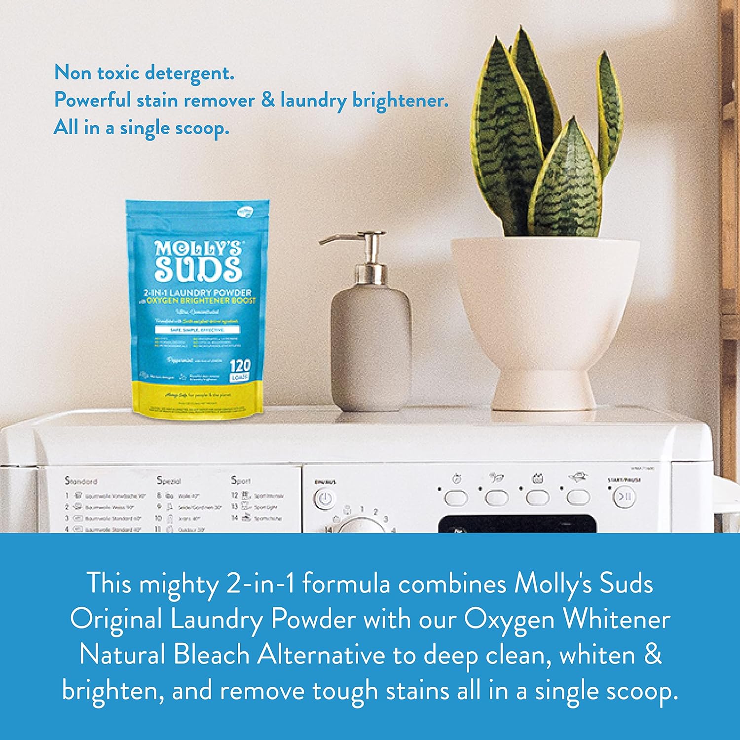 Molly's Suds Original Laundry Detergent Powder | Natural Laundry Detergent Powder for Sensitive Skin | Earth-Derived Ingredients, Stain Fighting | 120 Loads (Citrus Grove)