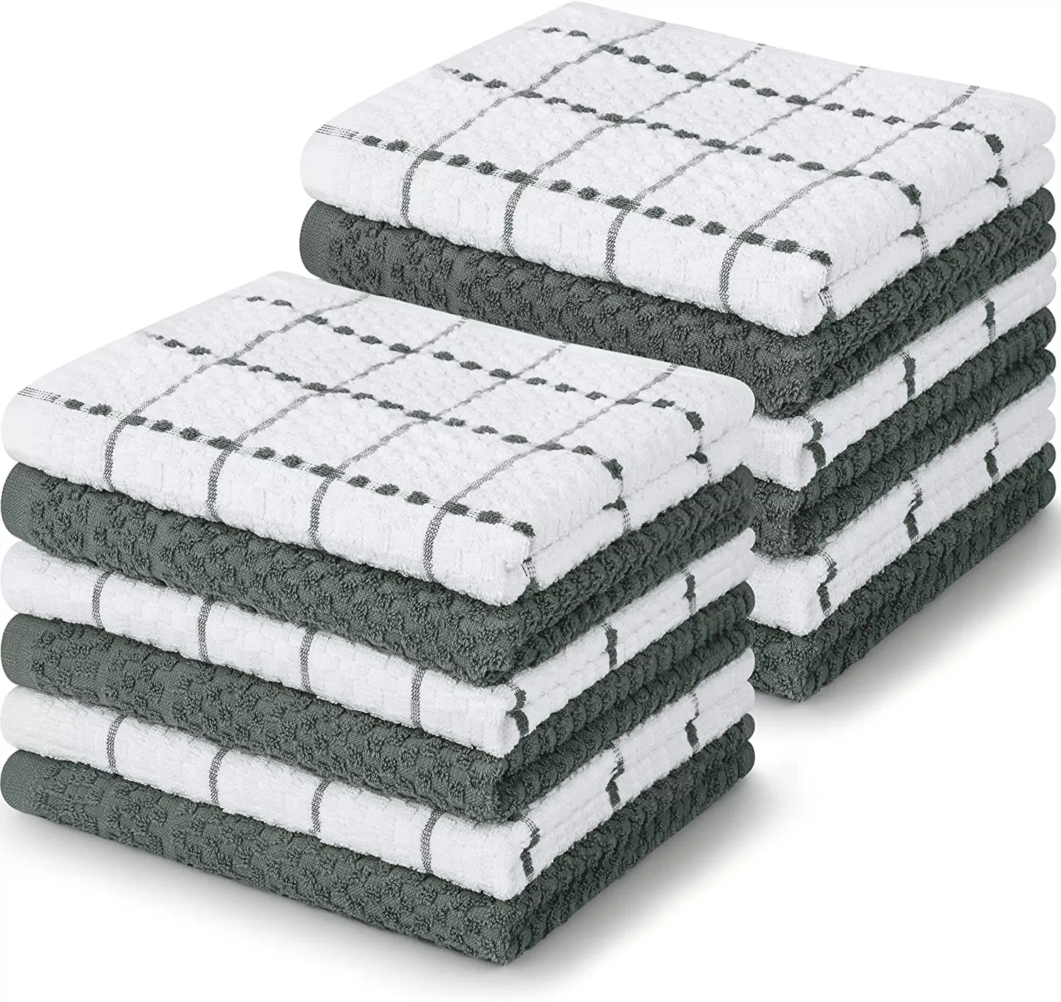 Kitchen Towels 12 Pack, 15 x 25 Inches, 100% Ring Spun Cotton Super Soft and Absorbent Linen Dish Towels, Tea Towels and Bar Towels Set (Black)