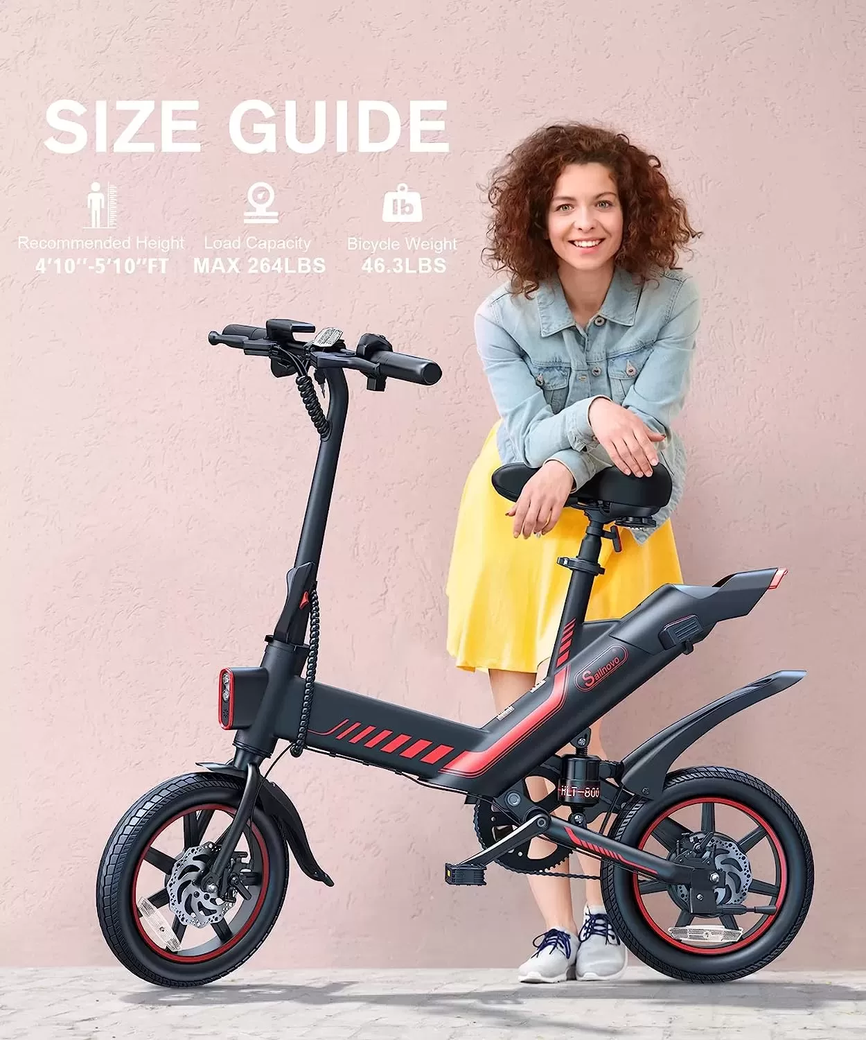 Sailnovo Electric Bike, Electric Bicycle with 18.5mph Electric Bikes for Adults Teens E Bike with Pedals, 14