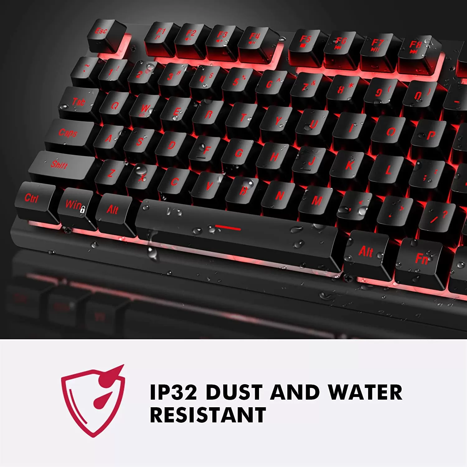 NPET K10 Wired Gaming Keyboard, LED Backlit, Spill-Resistant Design, Multimedia Keys, Quiet Silent USB Membrane Keyboard for Desktop, Computer, PC (Black)
