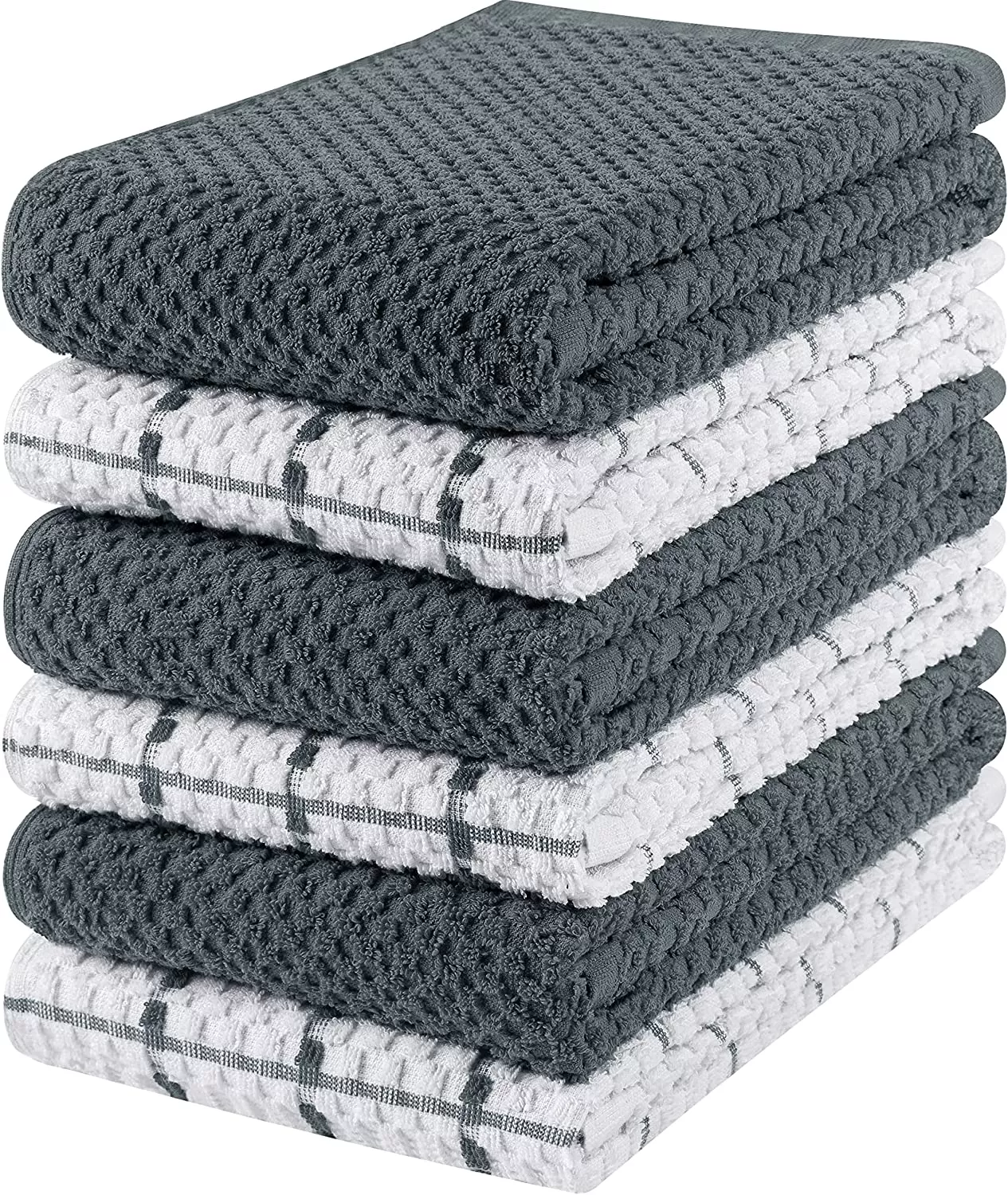Kitchen Towels 12 Pack, 15 x 25 Inches, 100% Ring Spun Cotton Super Soft and Absorbent Linen Dish Towels, Tea Towels and Bar Towels Set (Black)