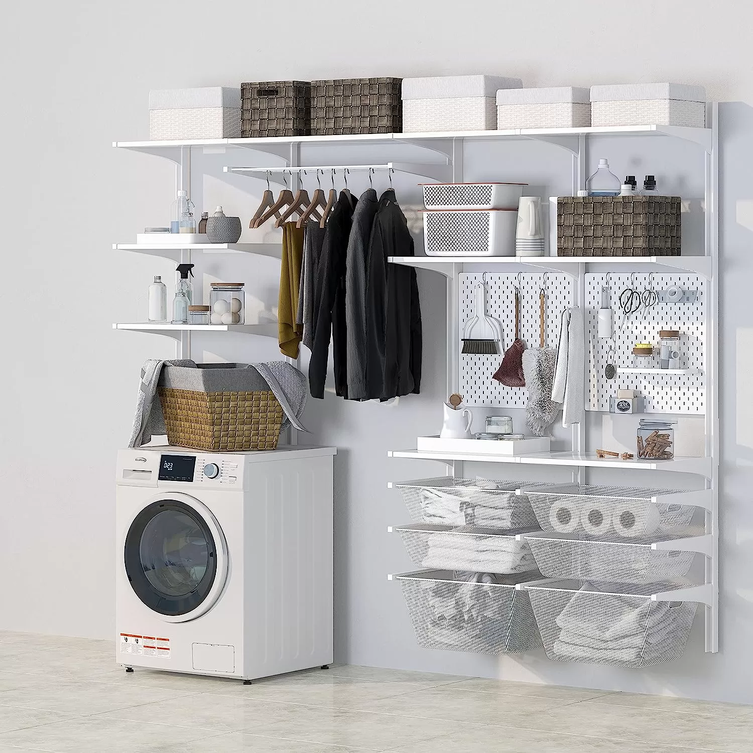 KoolMore FLW-3CWH Front Load Machine, 2.7 Cu. Ft, Space Saving Unit with 20-Minute Quick, 12 Washing Cycles, Quiet Inverter Motor [120V],