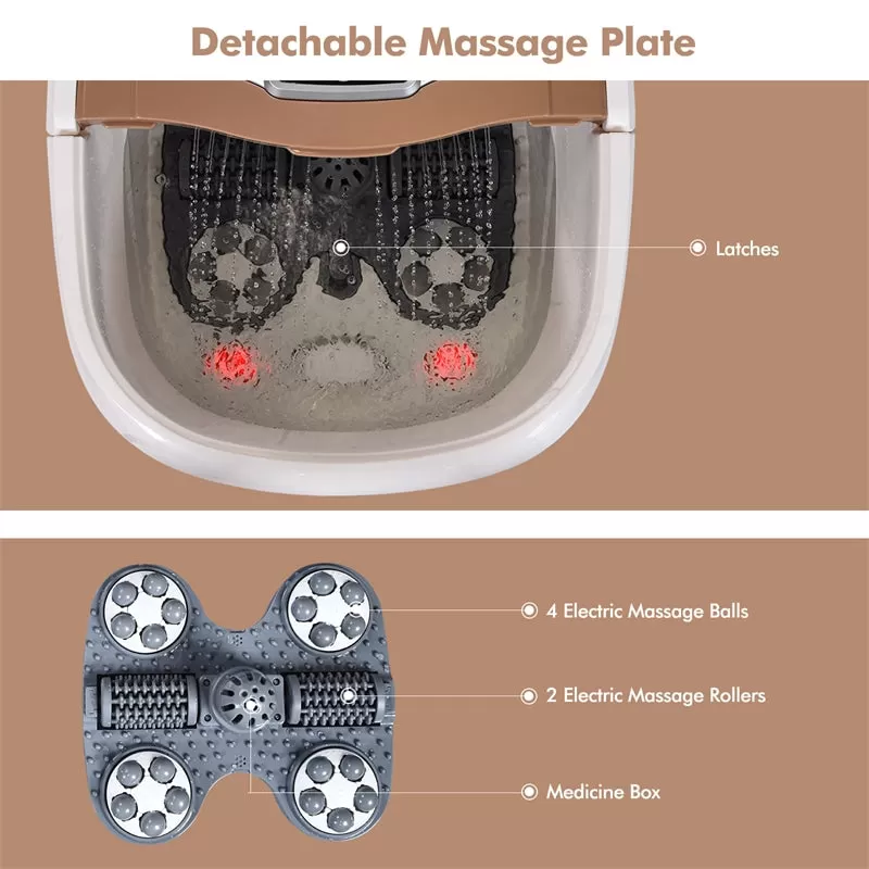Portable Foot Spa Bath Motorized Massager with Heat Function Water Shower Shiatsu Massage Balls Time & Temper Control