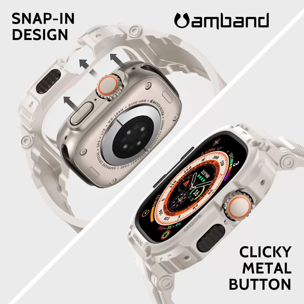 amBand Bands Compatible with Apple Watch 8/7 45mm, M1 Sport Series Rugged Case with Strap Protective Cover for iWatch 6/SE/5/4/3 42/44/45mm Men Black