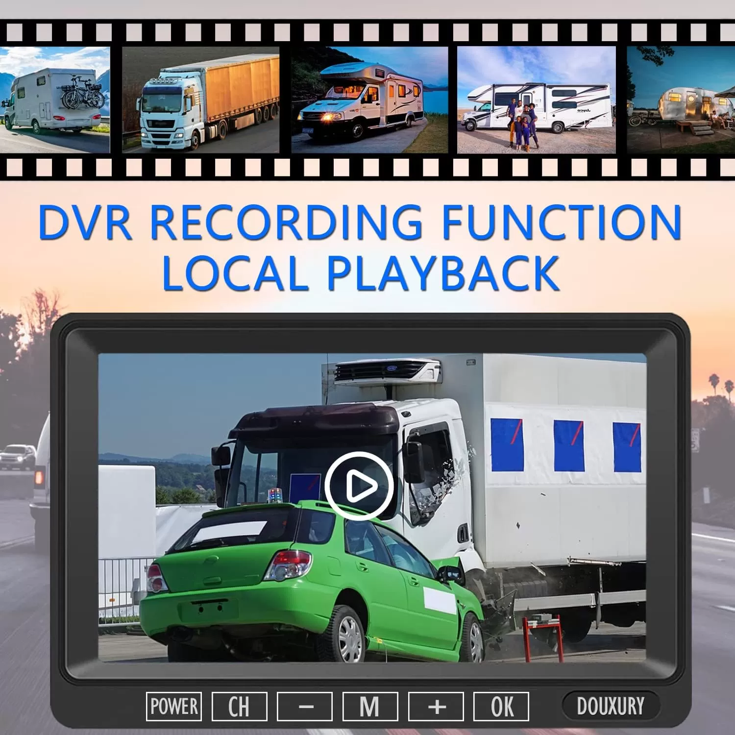 Wireless Backup Camera for RV Truck Trailer Camper Digital 3 Rear/Side View Cameras & HD 1080P 4 Splits 7