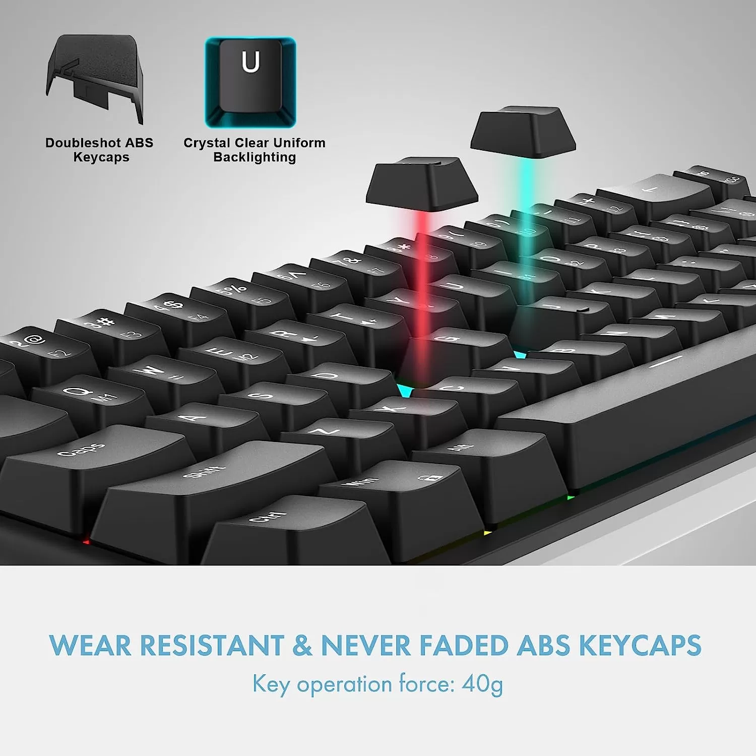 NPET K10 Wired Gaming Keyboard, LED Backlit, Spill-Resistant Design, Multimedia Keys, Quiet Silent USB Membrane Keyboard for Desktop, Computer, PC (Black)