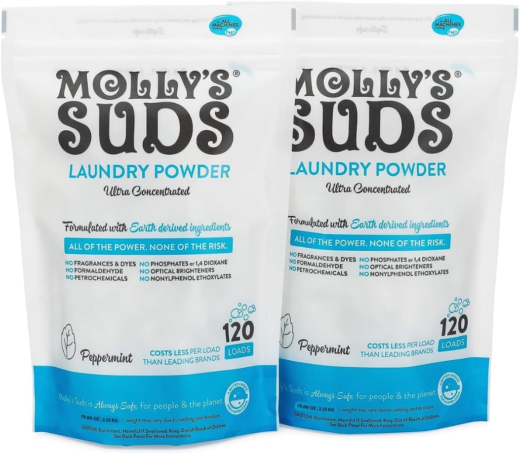 Molly's Suds Original Laundry Detergent Powder | Natural Laundry Detergent Powder for Sensitive Skin | Earth-Derived Ingredients, Stain Fighting | 120 Loads (Citrus Grove)